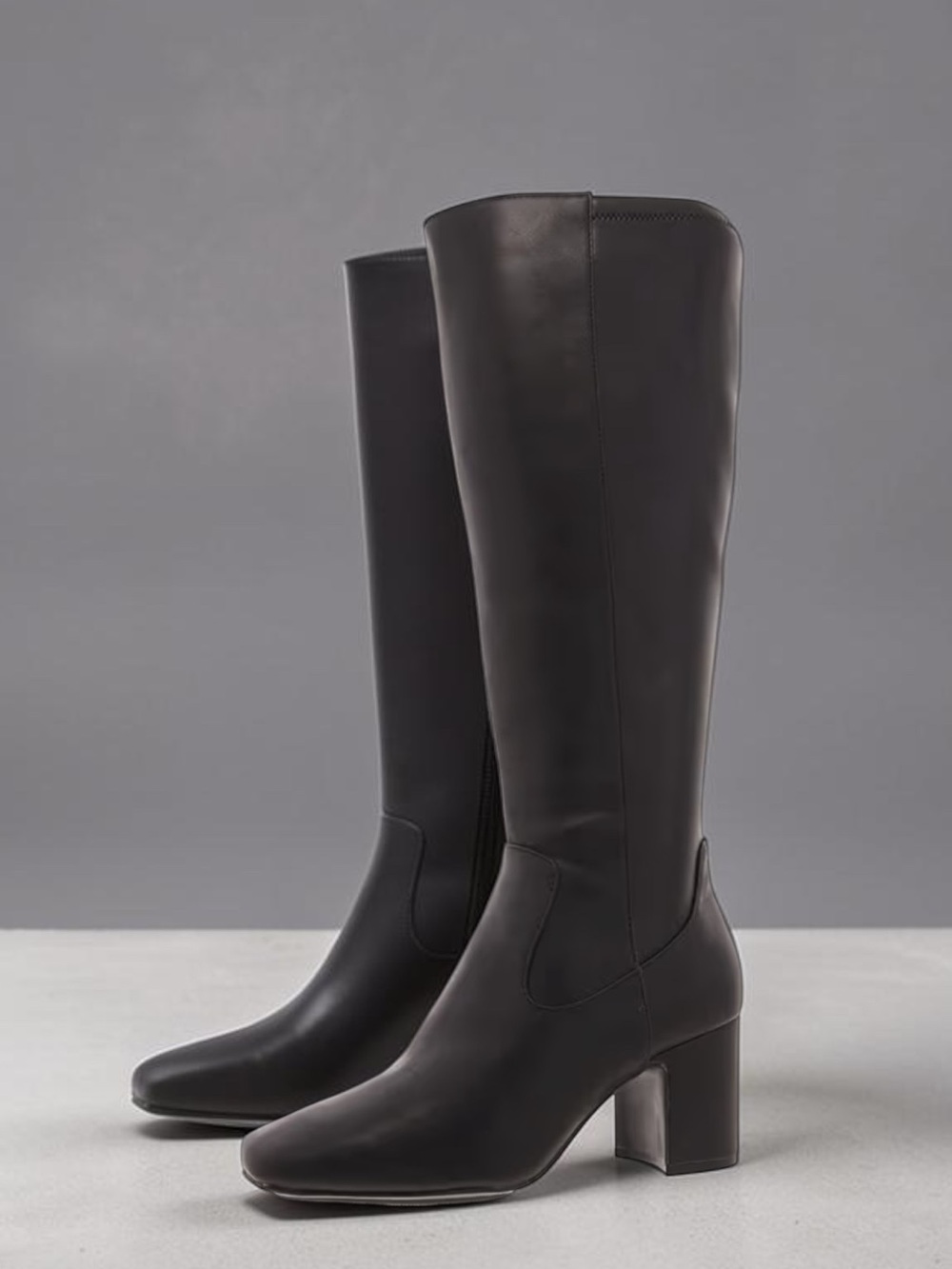 Anne Klein Toronto Knee High Boots Black Faux Suede Block Heel Quiet Luxury 9.5